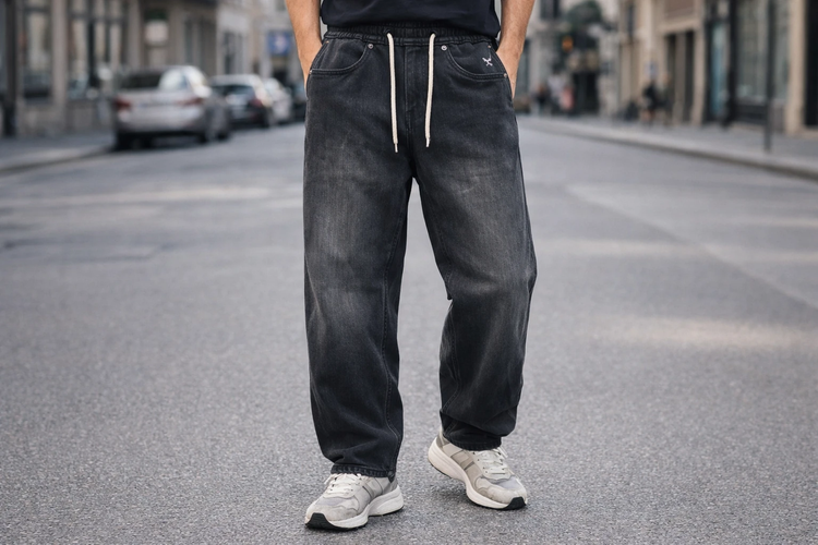 شلوار جین بالونی ذغالی مستر کوالیتی کد H3588