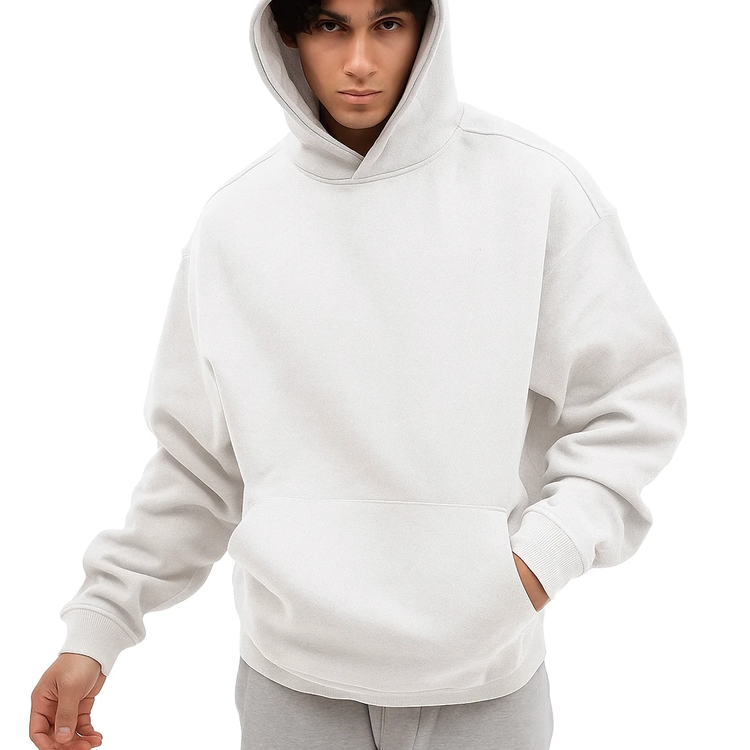 هودی سفید بیسیک لش دو نخ 2026 بهترین کیفیت - کد G65