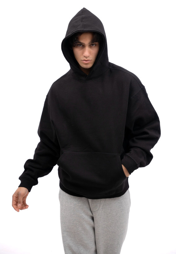 هودی مشکی ساده بیسیک جنس دورس دو نخ کد G32