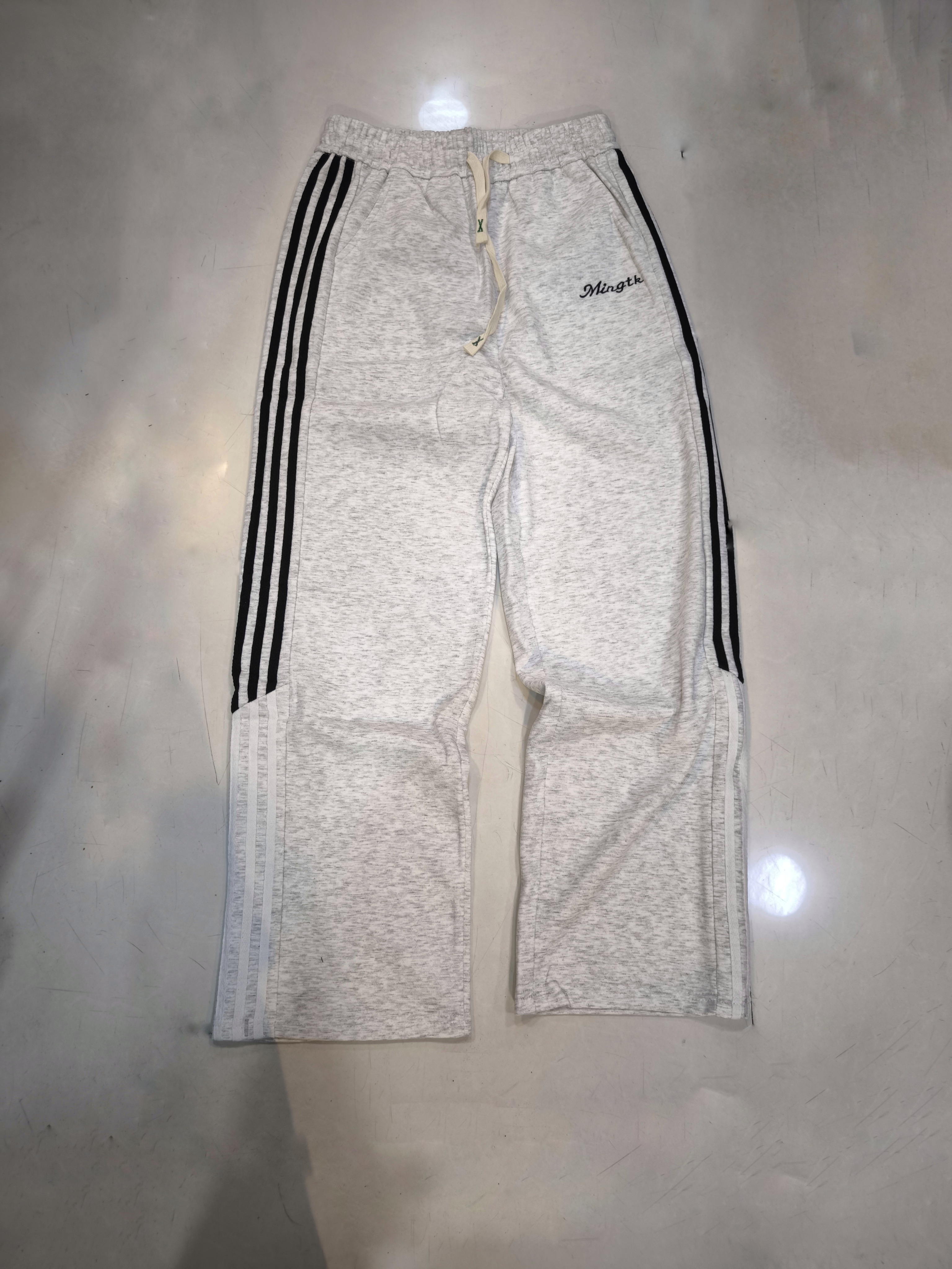 شلوار جاگر نیم بگ سه خط مردانه طوسی ملانژ * فوقالعاده شیک و با کیفیت