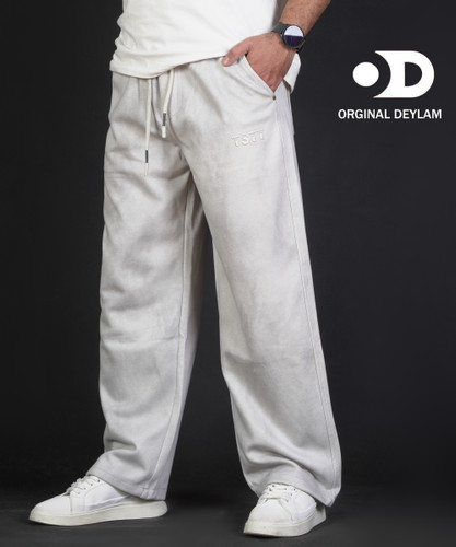 شلوار واید بگ طوسی-کرم مستر کوالیتی فول بگ با تضمین کیفیت کد TW68