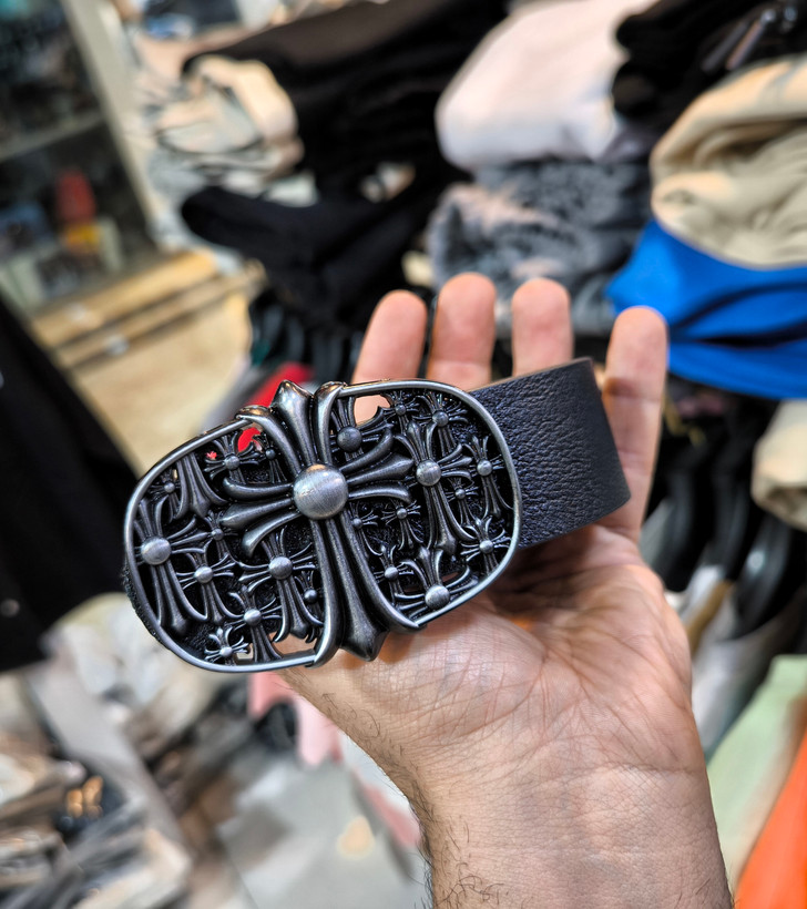 کمربند کروم هارتز اعلا سگک فلزی تسمه طرح چرم استایل بگ ۲۰۲۶