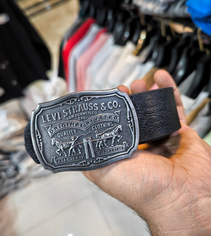 کمربند کروم اعلا سگک نقره ای تسمه طرح چرم استایل بگ ۲۰۲۶ کد۳