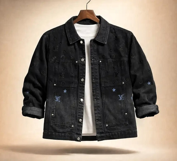 محصول پرمیوم|کت جین مشکی با پترن های لوکس و جذاب با کیفیت استثنایی