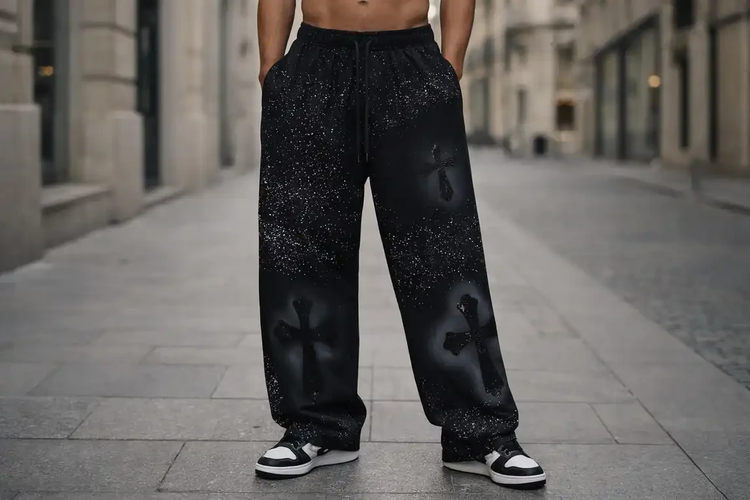 شلوار جاگر بگ کروم هارتز پارچه گلکسی پنبه کیفیت پرمیوم | قد ۱۱۰ سانت