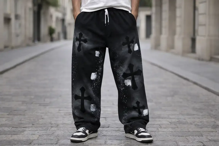 شلوار جاگر بگ کروم هارتز کد KT33 پارچه گلکسی پنبه کیفیت پرمیوم | قد ۱۱۰ سانت