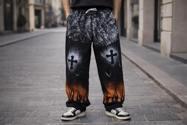 شلوار جاگر بگ کروم هارتز کد KT43 پارچه گلکسی پنبه کیفیت پرمیوم | قد ۱۱۰ سانت