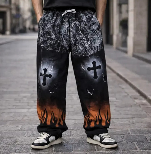 شلوار جاگر بگ کروم هارتز کد KT43 پارچه گلکسی پنبه کیفیت پرمیوم | قد ۱۱۰ سانت