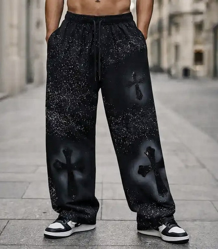 شلوار جاگر بگ کروم هارتز پارچه گلکسی پنبه کیفیت پرمیوم | قد ۱۱۰ سانت