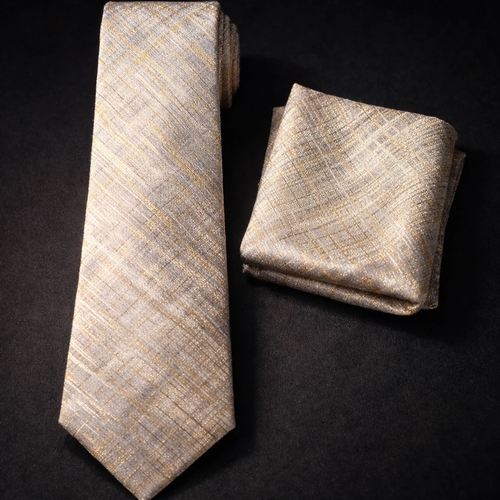 ست کراوات بشک طرحدار رنگ طلایی شیک بوته جقه کیفیت بالا