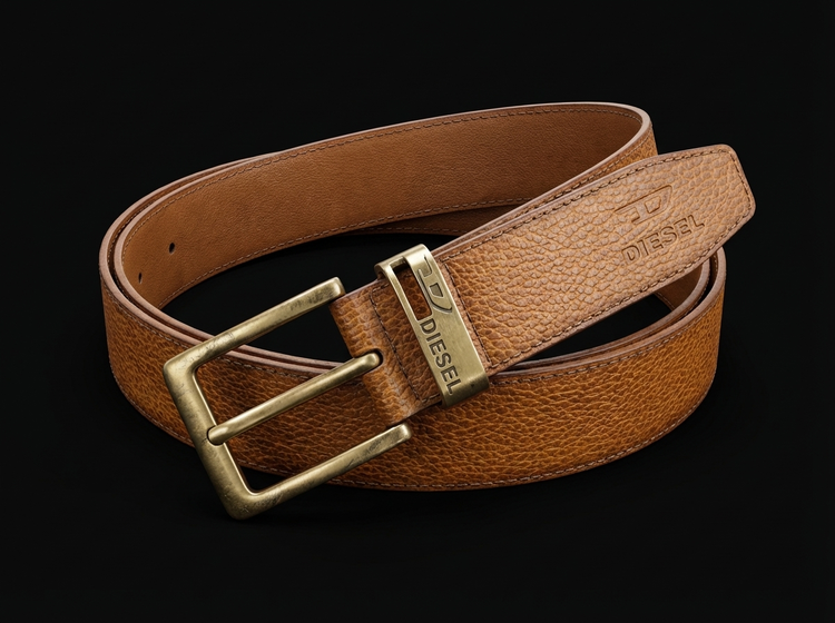 کمربند زبونه دار رنگ عسلی شیک کیفیت بالا طرح چرم