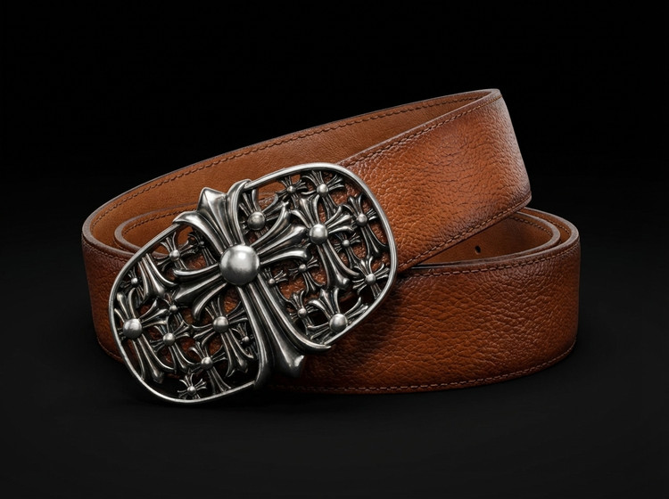 کمربند عسلی کروم هارتز اعلا سگک فلزی تسمه طرح چرم استایل بگ ۲۰۲۶