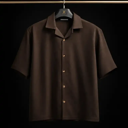 پیراهن مازراتی مردانه قهوه ای اسپرسو | قواره لش آستین سه ربع استایل ۲۰۲۶