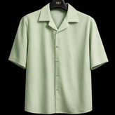 پیراهن مازراتی مردانه سبز آدامسی | قواره لش آستین سه ربع استایل ۲۰۲۶