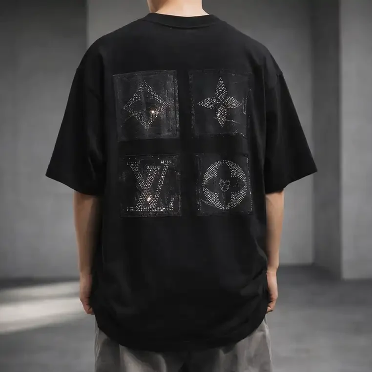 مسترکوالیتی|تیشرت پشت چاپ نگینی باکسی لش با طراحی شیک و جدید / کیفیت بالا