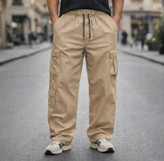 شلوار کارگو 🚨 cargo کرمی ۷جیب مردانه پارچه کتان کجراه گرم بالا کیفیت عالی| اورجینال دیلم