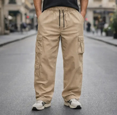 شلوار کارگو 🚨 cargo کرمی ۷جیب مردانه پارچه کتان کجراه گرم بالا کیفیت عالی| اورجینال دیلم