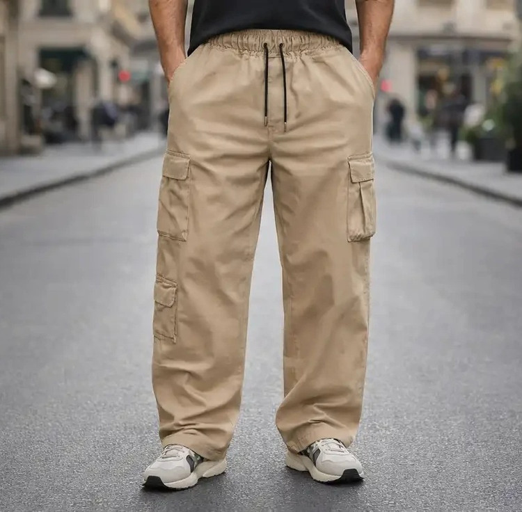 شلوار کارگو 🚨 cargo کرمی ۷جیب مردانه پارچه کتان کجراه گرم بالا کیفیت عالی| اورجینال دیلم