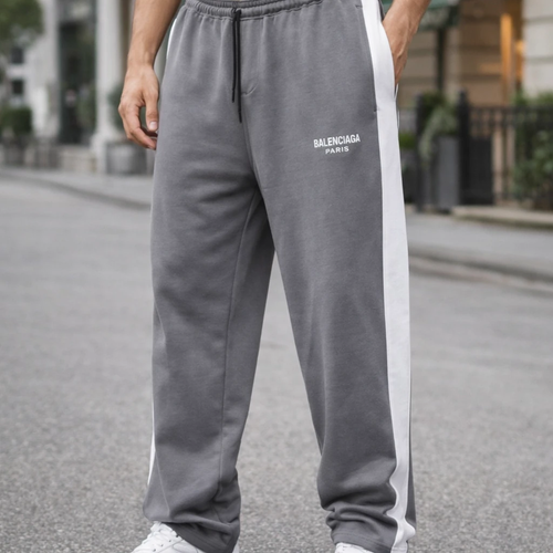 شلوار جاگر بگ طوسی با نوار سفید مستر کوالیتی 😍 پارچه گلکسی پنبه کیفیت پرمیوم | قد ۱۱۰ سانت