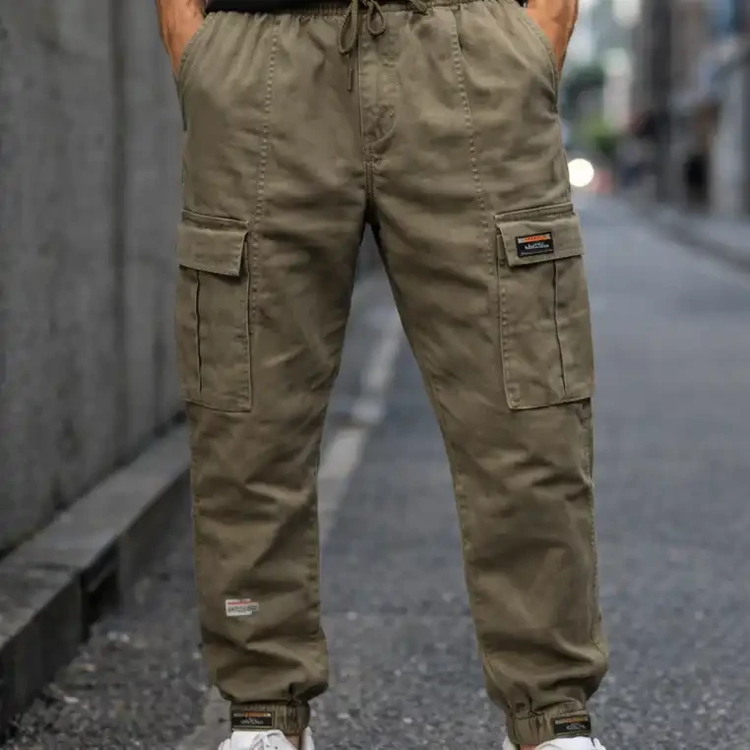 شلوار کتان شش جیب دمپا کش+چسبی رنگ کرم دیزت|کیفیت درجه یک