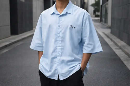 پیراهن پارچه مازراتی مردانه آبی آسمونی🩵 | قواره لش آستین سه ربع استایل ۲۰۲۶