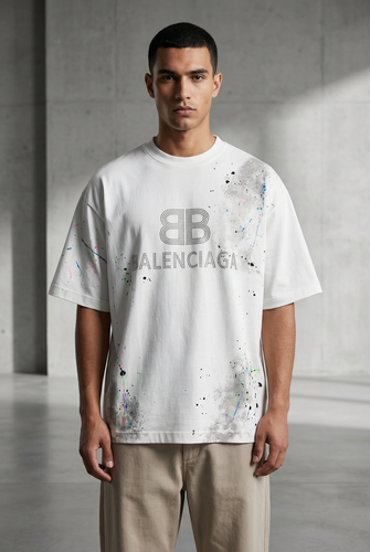 تیشرت بلن چاپ نگینی ماکان پنبه باکسی با کیفیت | دو رنگ