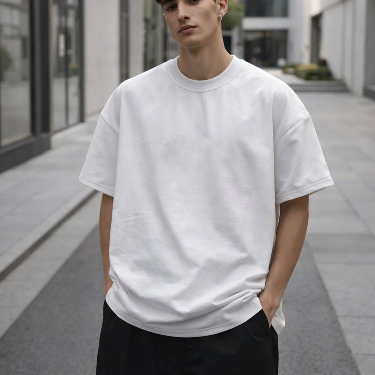 تیشرت ساده بیسیک آستین سه ربع پارچه پنبه دورس دو نخ گرم بالا کد ۷۵۸۸