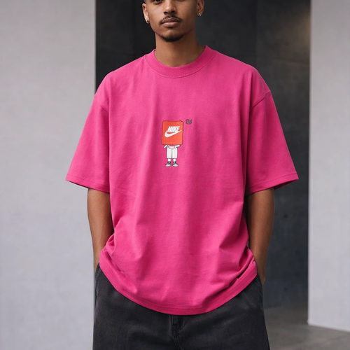 غول مرحله آخر کیفیت*تیشرت پارچه ماکان طرح مینیمال رنگ مرجانی دو نخ گرم بالا