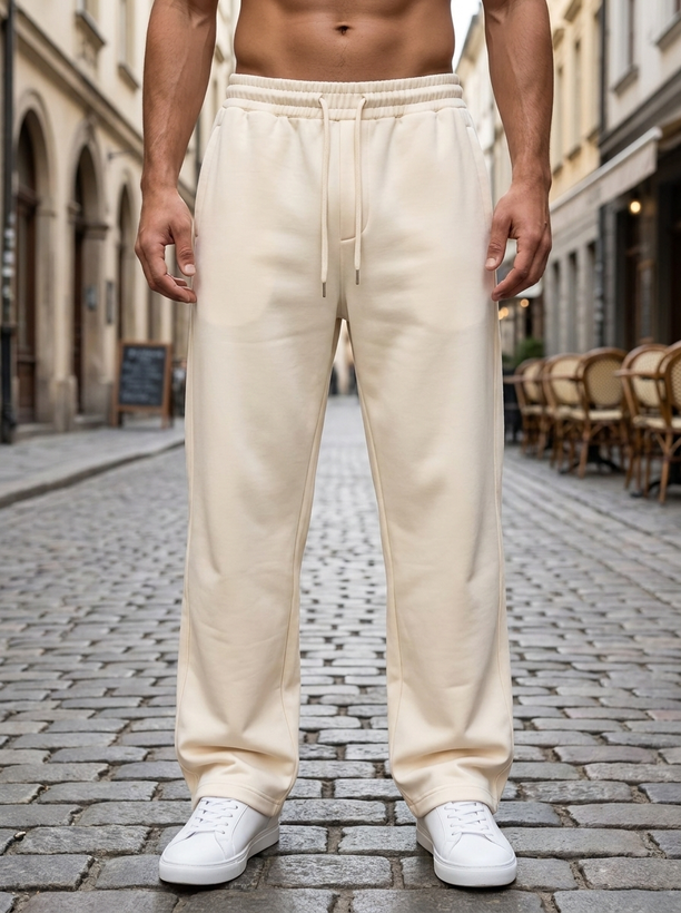 شلوار اسلش جاگر بگ کرم #کپ بالونی گرماژ بالا