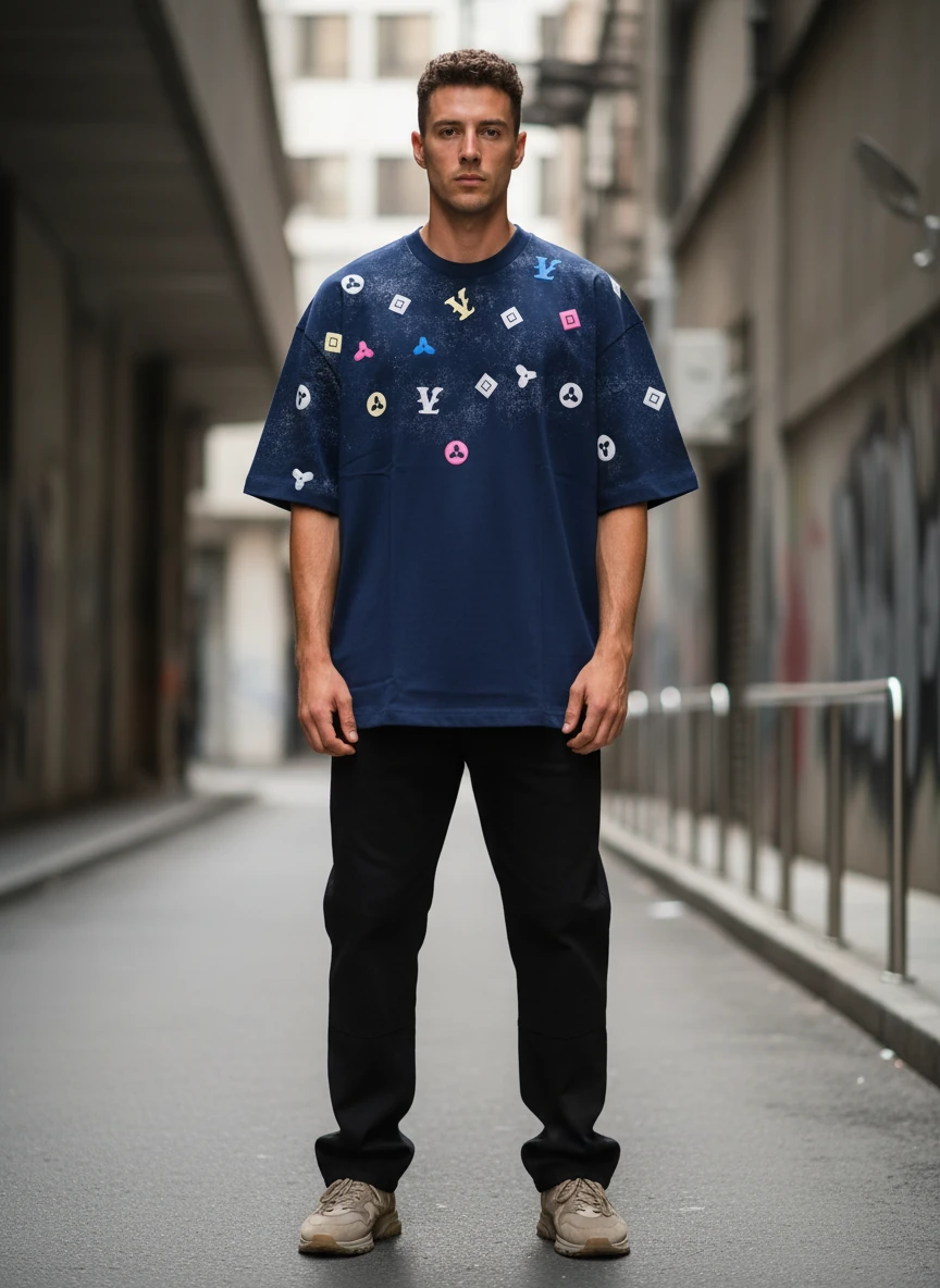 تیشرت سرمه ای طرح خفن2026 لش باکسی کدfg35