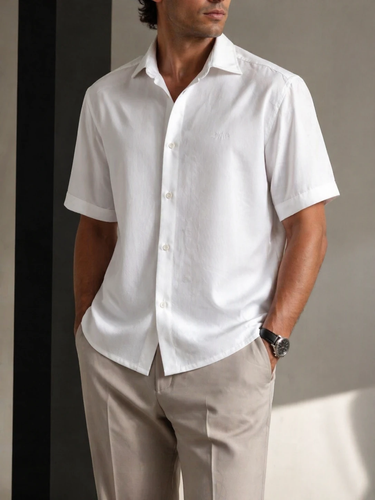 پیراهن مازراتی سفید مردانه | کپ لش آستین سه ربع استایل ۲۰۲۶