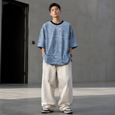 مسترکوالیتی پلاس * تیشرت سنگشور باکسی رنگ سبز ابی پارچه ماکان سنگین وزن