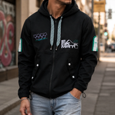 سویشرت مشکی بهاره Quilted Hoodie / Quilted Jacket Hoodie) کلاهدار مردانه | استایل تکنیکال مدرن