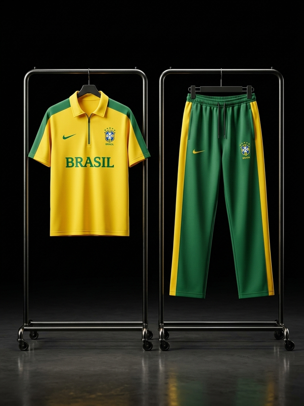 ست هواداری تیشرت شلوار کشور برزیل🇧🇷 پارچه اسپان پنبه فری سایز مناسب XL و 2XL