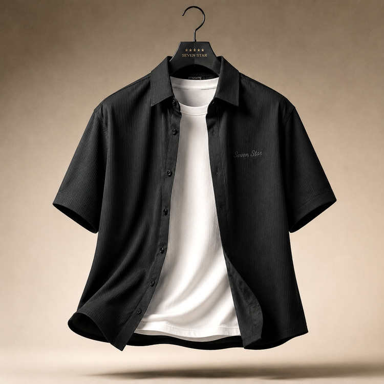 پیراهن میله ای مشکی باکسی لش | پارچه مورگان لخت و ریزشی ✨