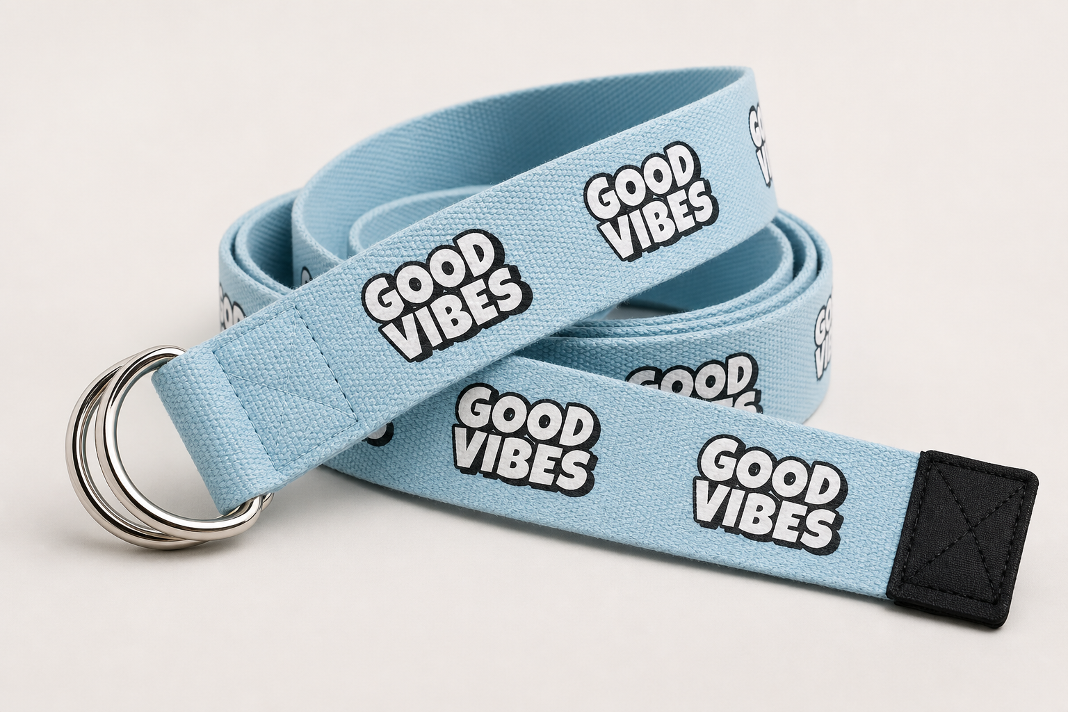 کمربند بگی تریپی طرح Good vibs آبی فیروزه ای