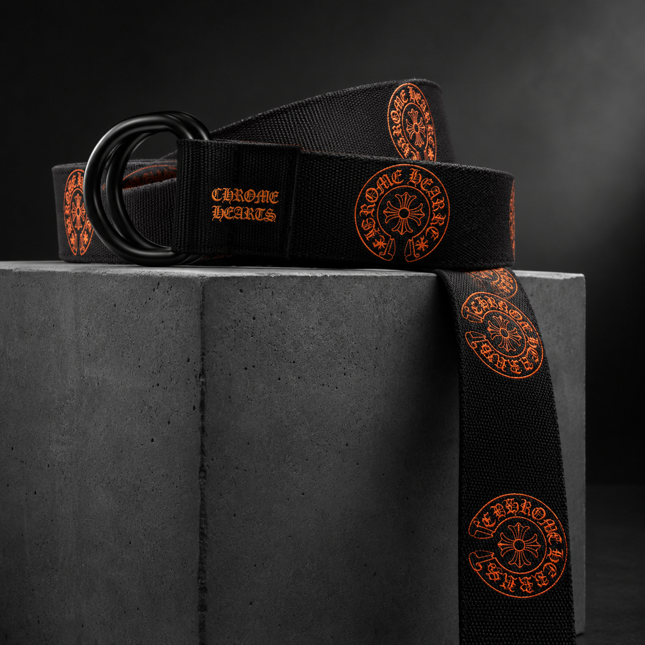 کمربند بگی تریپی طرح کروم هارتز مشکی نارنجی