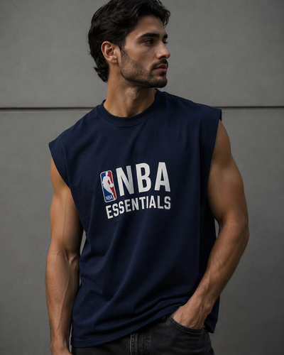وست گلدوزی سرمه ای سیر طرح NBA لش باکسی پنبه دونخ جذاب ترند / اورجینال دیلم