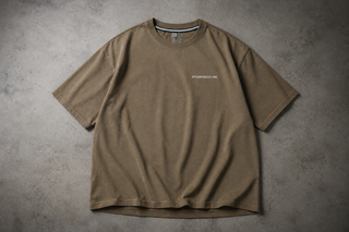 تیشرت لش/باکسی پنبه دونخ نسکافه ای طرح {P} ترند / اورجینال دیلم