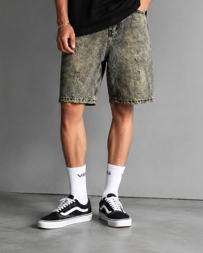 شلوارک جین ذغالی تینت زرد شست خاص زاپ سطحی | استایل ترند تابستانی، کژوال و خیابانی کد K8 / اورجینال دیلم