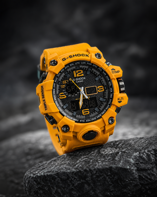 ساعت مچی کاسیو جیشاک GA-B001 خردلی شیشه ای Casio-5962-G
