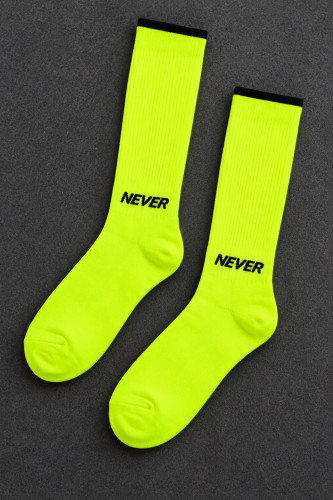 جوراب ساق بلند نانو نئونی طرح NEVER