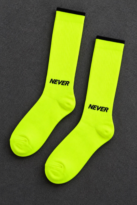 جوراب ساق بلند نانو نئونی طرح NEVER