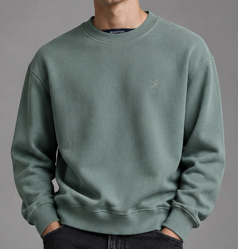 دورس لش یقه گرد گلدوزی سبز سیج گرین Sage Green پارچه دورس سه نخ با کیفیت / اورجینال دیلم
