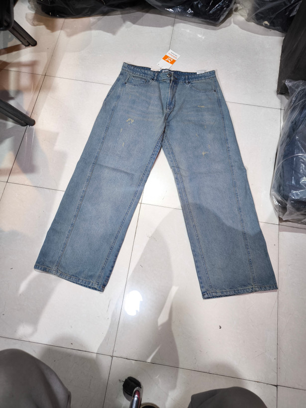 شلوار شافل (Shuffle Fit) ریزشی جین کد 51156 مستر کوالیتی ™ استکینگ و چینهای چندلایه سنگین (Puddle Effect)