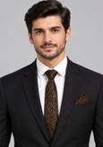 ست کراوات و پوشت مردانه مشکی با طرح طلایی؛ اکسسوری خاص برای استایل رسمی و مجلسی G5691 / اورجینال دیلم