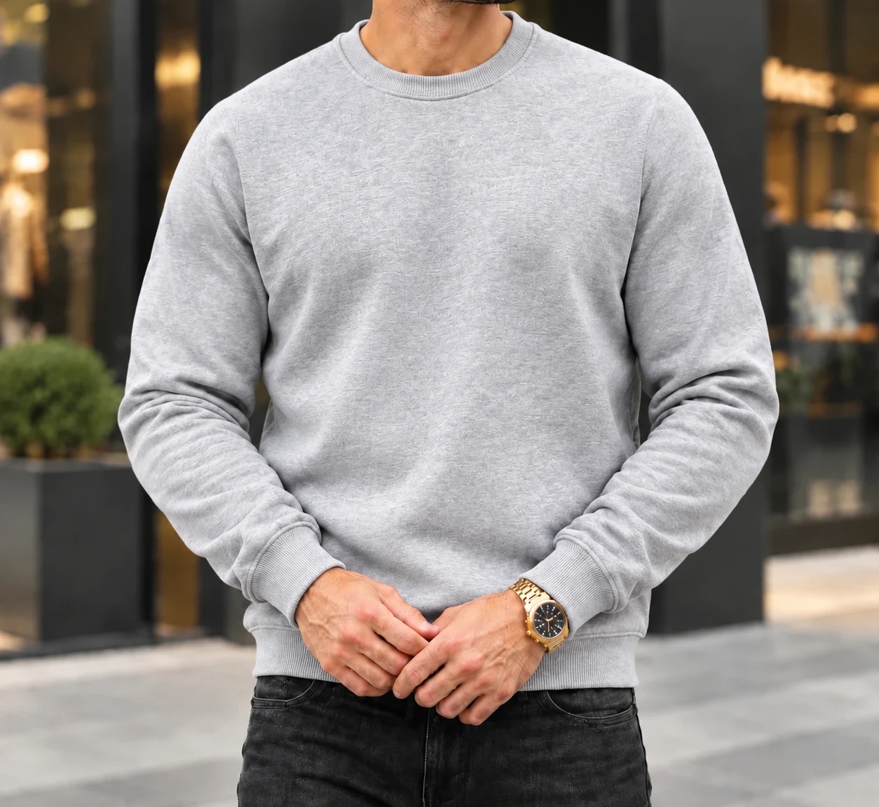 دورس لش طوسی ملانژ کد 208 (Heather Grey) یقه گرد پارچه سه نخ پنبه | اورجینال دیلم