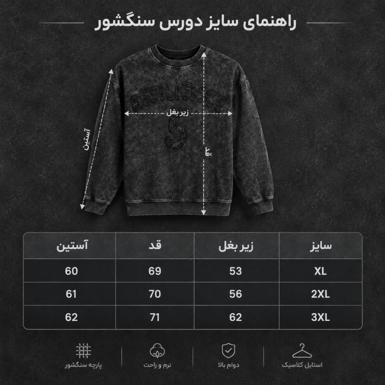 دورس سنگشور یقه گرد ذغالی X120 تینت خاکستری طرح 5 تیکه دوز پارچه دورس سه نخ با کیفیت / اورجینال دیلم