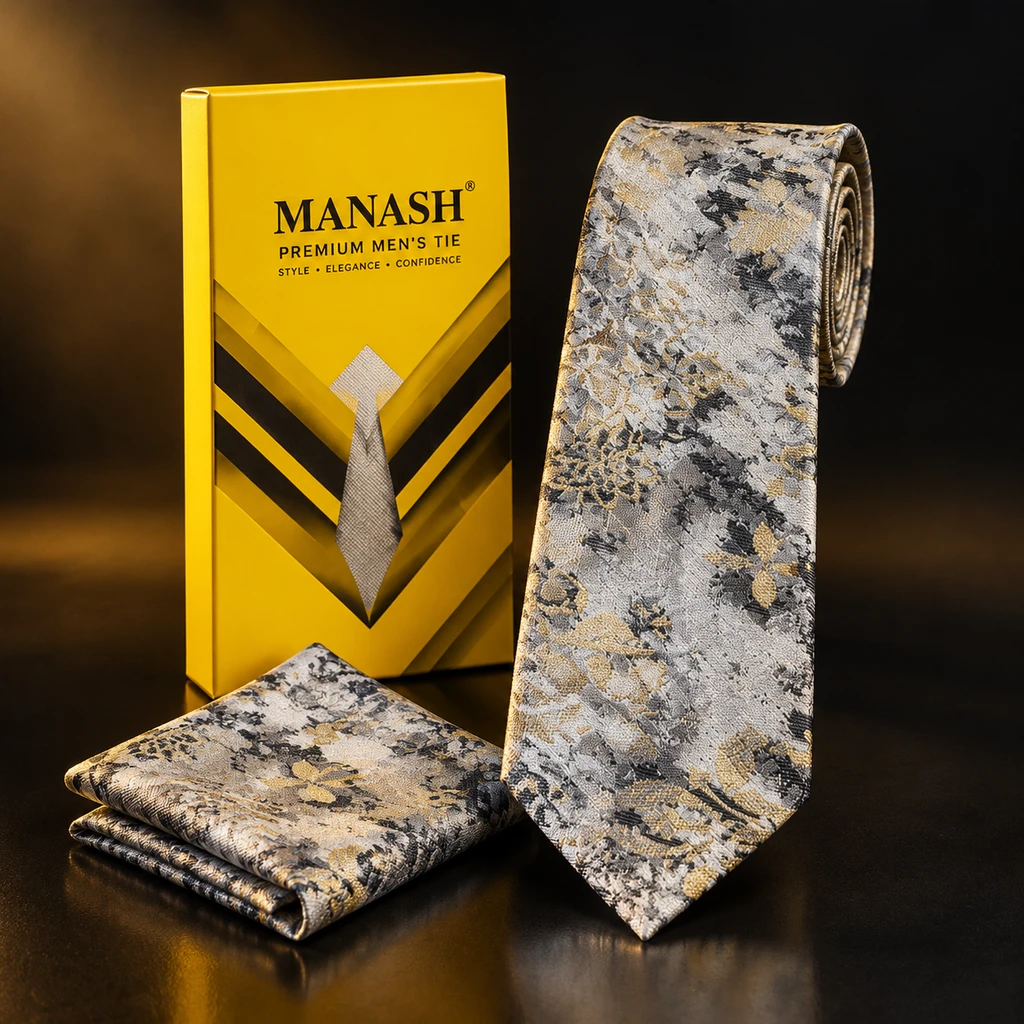 کراوات رسمی مردانه کرم طرح مینیمال با پوشت هماهنگ / اورجینال دیلم