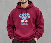 هودی لش باکسی زرشکی طرح موتور Good vibes پنبه سه نخ ❤️ M3700 | اورجینال دیلم